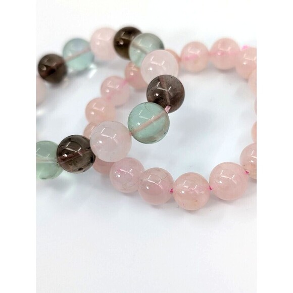 Set of 2 Bracelet Rose Quartz Amethyst Stone Bead Ethereal Mystical Celestial - Picture 5 of 9